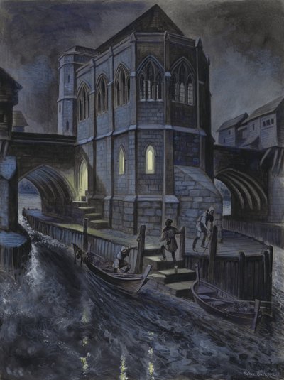 Reconstrucción imaginaria de la primera capilla en el Puente de Londres de Peter Jackson